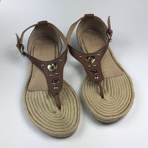 Love Moschino brown leather thong sandals 9.5